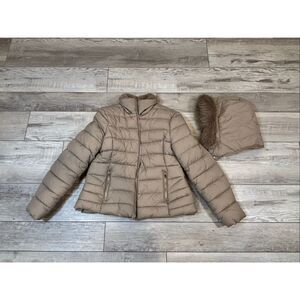 Culture Contour tan puffer jacket with removable hood size M